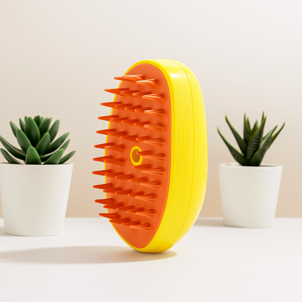 🐾 VapoBrush – Brosse à Vapeur Électrique 3-en-1 pour Chien et Chat