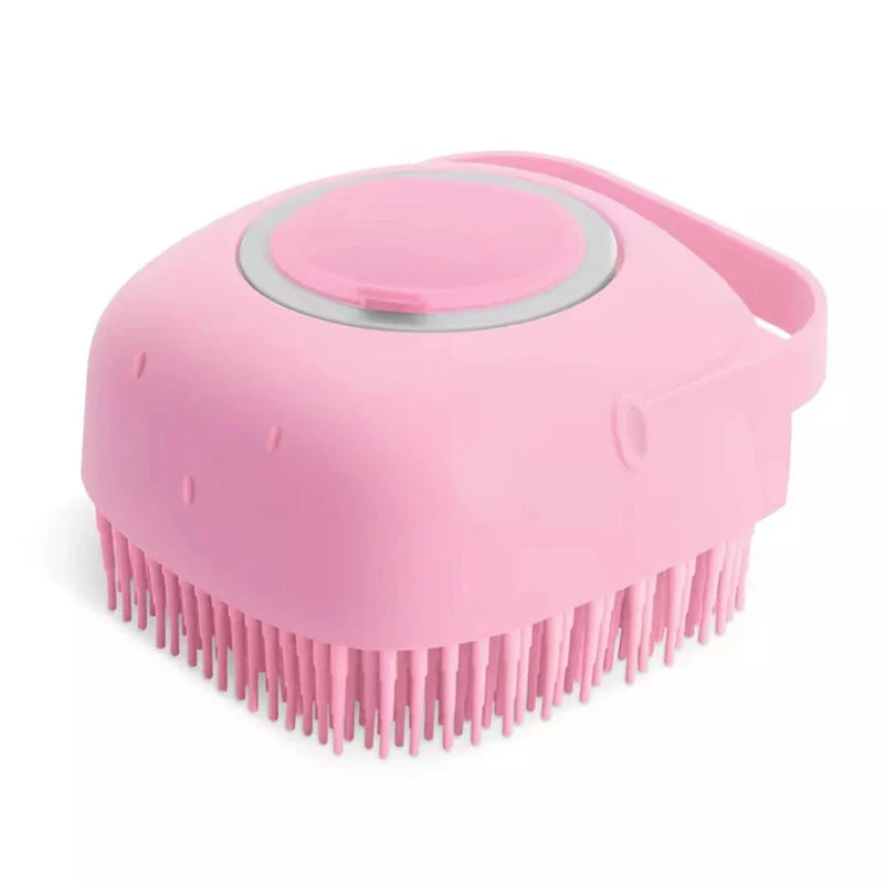 🐾 Brosse de Bain & Toilettage 2-en-1 pour Chiens et Chats – Avec Réservoir à Shampooing