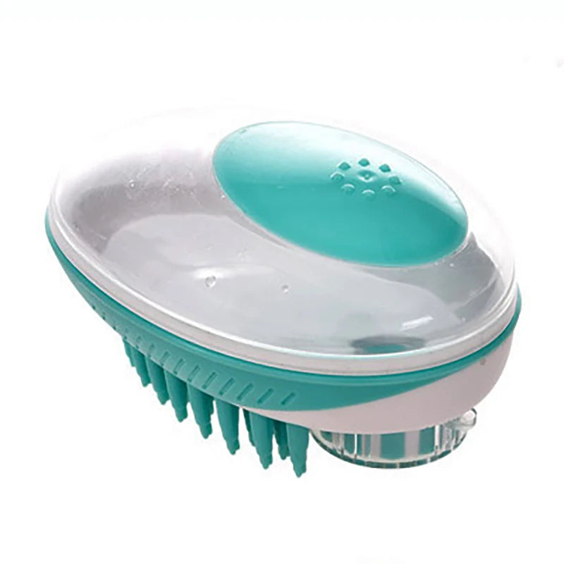 🐾 Brosse de Bain & Toilettage 2-en-1 pour Chiens et Chats – Avec Réservoir à Shampooing