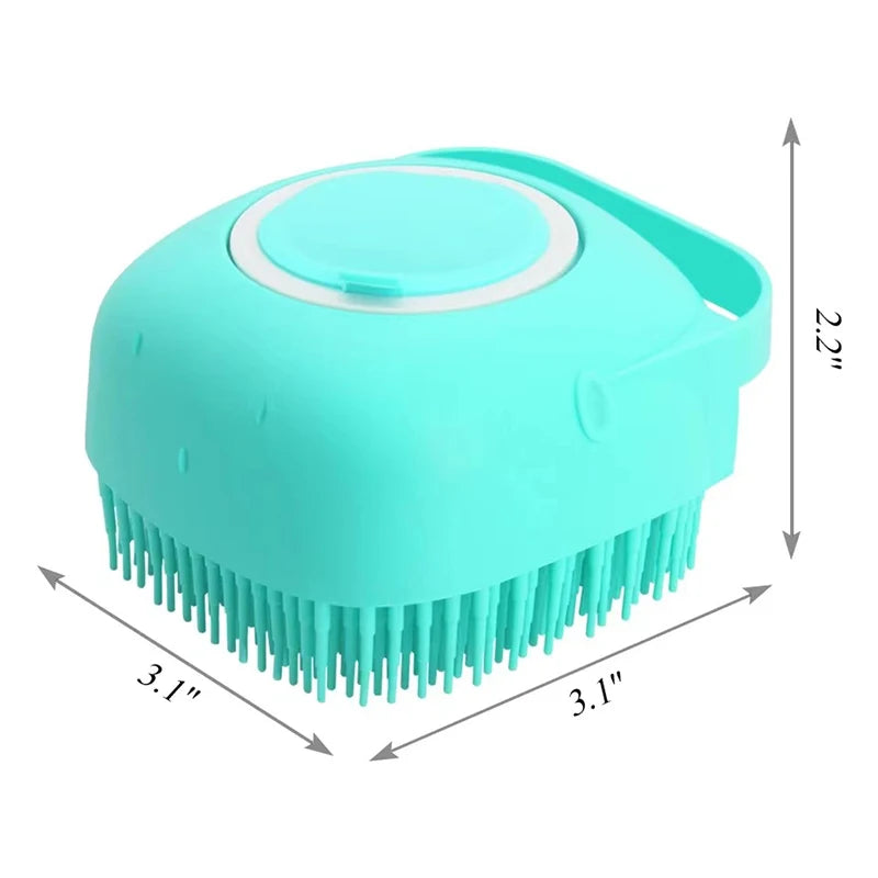 🐾 Brosse de Bain & Toilettage 2-en-1 pour Chiens et Chats – Avec Réservoir à Shampooing